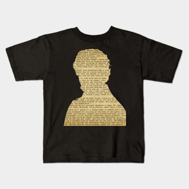 Jane Austen Pride and Prejudice Kids T-Shirt by OutlineArt